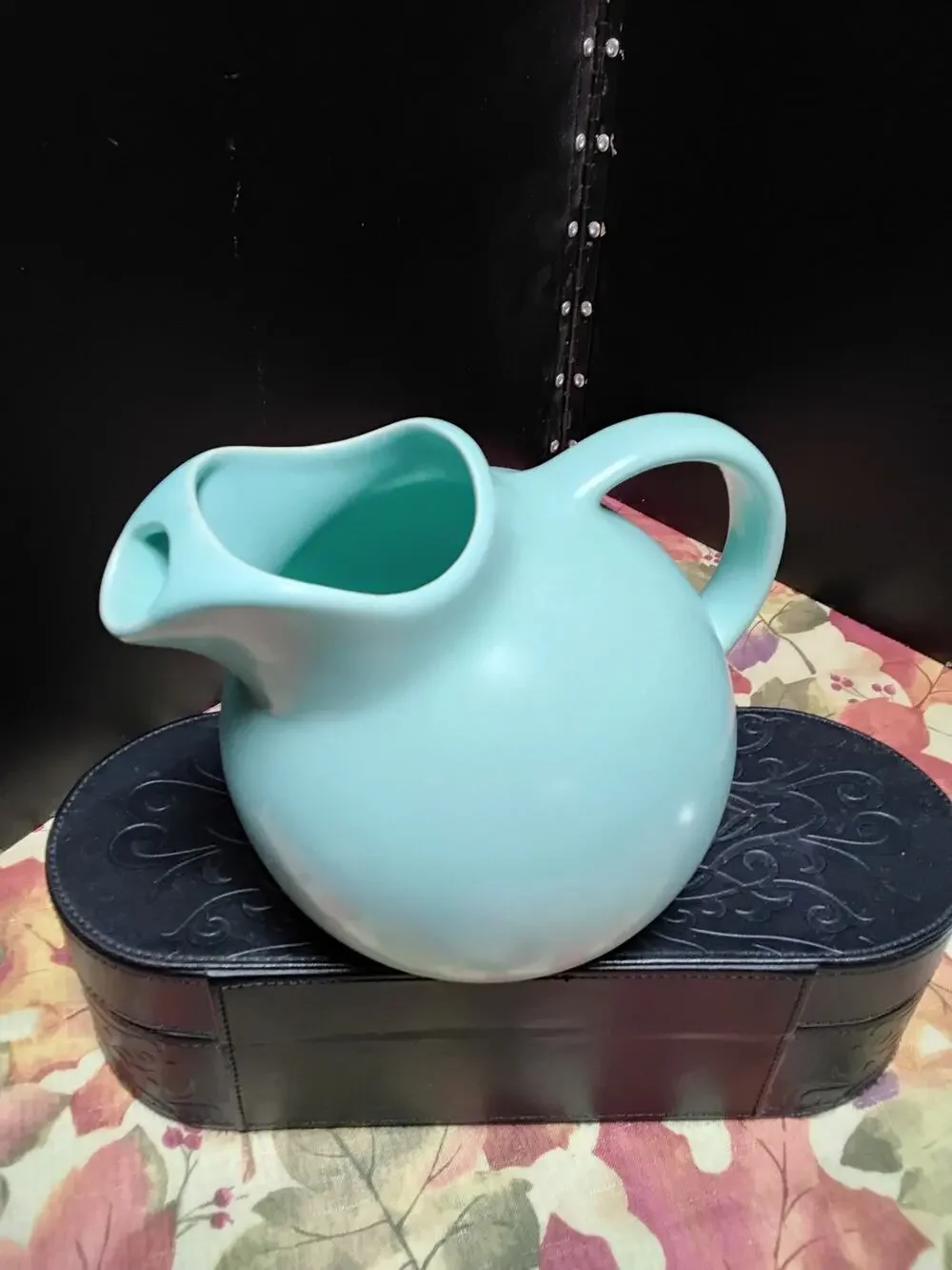 Vintage Franciscan Turquoise Ball pitcher Ice Lip 7